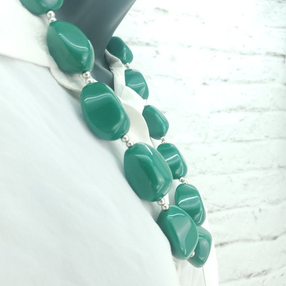 Womens Fashion Jewelry Lobster Clasp Frosted Green Round Beaded Necklace - Picture 4 of 10